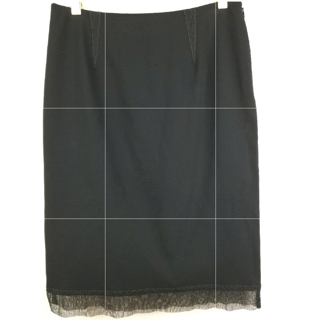 Vintage Moschino Couture Skirt Black Darted Mesh Trim Hem Pencil Womens Size 6